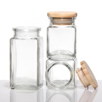 China 4Oz Spice Bottles Empty Glass Jar With Labels Seasoning Organizer Jars With Bamboo Lid for sale