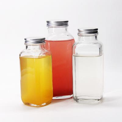 China Wholesale 250ml 500ml Fancy Empty Glass Clear Juice Milk Bottle With Screw Cap zu verkaufen