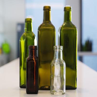 China Recyclable 250Ml 500Ml 750Ml Kitchen Square Vinegar Glass Olive Oil Bottles With Cap for sale