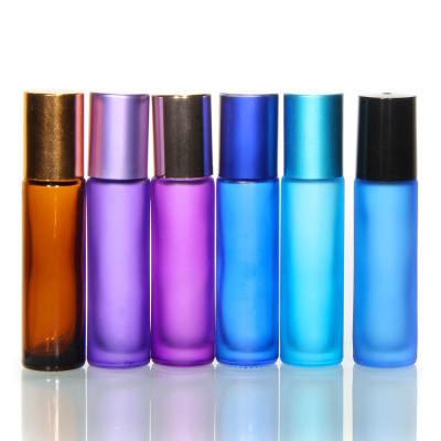 China 10Ml Glass Perfume Roll On Bottle With Stainless Steel Metal Roller Ball for sale