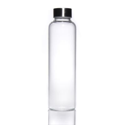 China Nieuw ontwerp 350 ml/500 ml hoge borosilicaat glas waterfles met roestvrij staal deksel Te koop