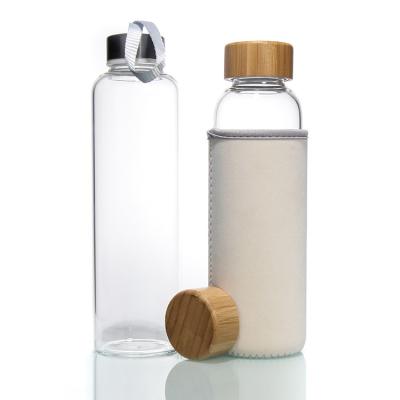 China Wholesale 500Ml Transparent High Borosilicate Glass Water Bottle With Stainless Steel Lid for sale