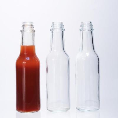 China 5OZ Botella de especias de vidrio de cocina 150ml Salsa de tomate Ensalada de aderezo Impresión en pantalla en venta