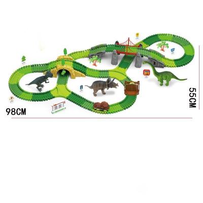 China Flexible Tracks Set Amazon Success 270 Pcs Diy Assembly Toy Dinosaur Electric Car Track Toy For Kids for sale