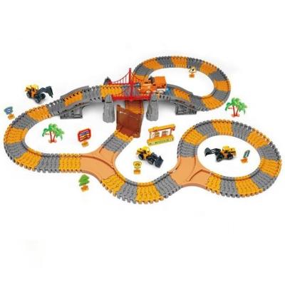 China Flexible Tracks Set New Listing 225 Pcs Engineering Automobile Diy Electric Car Track Toy For Kids for sale