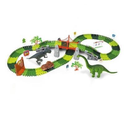 China Flexible Tracks Set Hot Sale 182Pcs Puzzle Class DIY Assembly Dinosaur Track Electric Toy For Children for sale