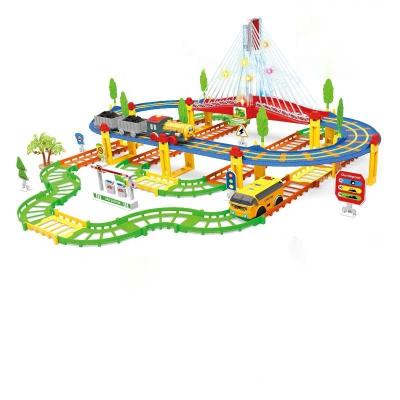 China Assemble Toys Set Promotional Gift DIY Assembled Color City Electric Train Acousto-Optic Track Toy For Kids for sale