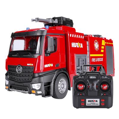 China 22 Channel Excavator Amazon Hot Selling Huina 22 Channel Fire Truck Can Be Sprayed By Water Pump RC Fire Engine Truck Toys For Children for sale