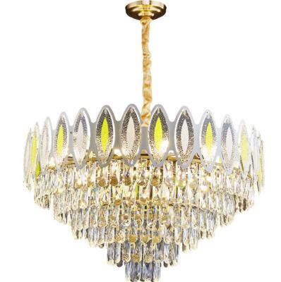 China Modern post modern gold k9 long luxury crystal ceiling manufacturer chandelier dining room clear glass chandelier for sale