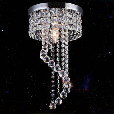 China Zhongshan modern round outdoor mounted luxury clear crystal K9 ceiling light with E14 for sale