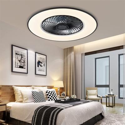 China Modern Simple Round Shade LED Ceiling Light Fan With ABS Blade Indoor Decorative Ceiling Fans for sale