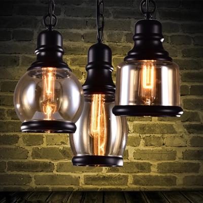 China American industrial minimalist living room personality retro dining room lamp creative glass attic pendant light for sale