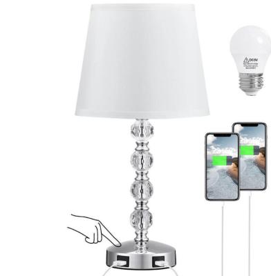 China USB Modern Bedroom Lamp Rechargeable Single Touch LED Bedside Lamp Crystal Double Touch LED Table Lamp for sale