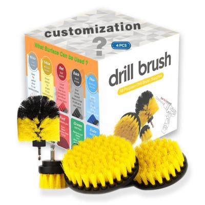 China Sustainable 4 Pcs Tianzhu Material PP Tile And Grout Bathrooms Cleaning DrillBrush Kit for sale