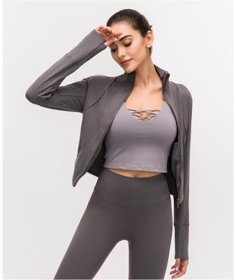 China Custom Fitness Long Sleeve Breathable Zipper Sportswear Women Yoga Breathable Quick Dry Jackets for sale