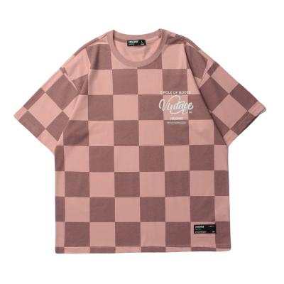 Cina Grande maglietta alta Logo Plaid Oversized Cotton su ordinazione pesante di dimensione più in vendita