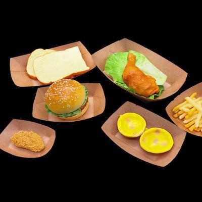 China Biodegradable Custom Disposable Brown Kraft Paper Tray For Food for sale