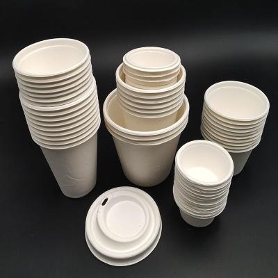 China Disposable Eco-Friendly Biodegradable Custom Printed Logo Degradable Degradable Bagasse Catering Cups Sugarcane Hot Coffee Cup With Lid for sale