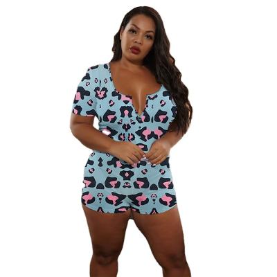 China Fashion 2021 QUICK DRY plus size women clothing leopard print jumpsuit nightclub sexy tight bodycon jumpsuit for sale