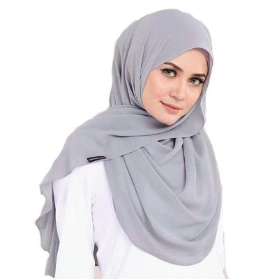 China Don't Slip 2022 Wholesale Simple Solid Women Wrap Heavy Thick Chiffon Scarf Headband Shawls Islamic Muslim Hijabs for sale