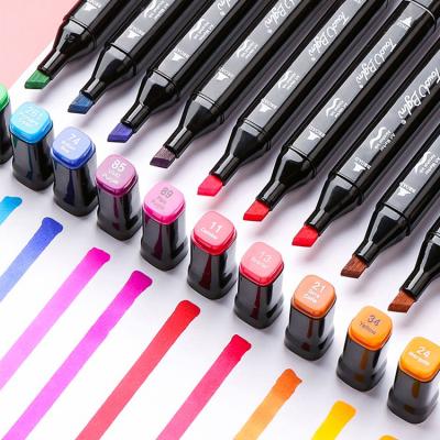 China Hot Selling Double Side Writing Amazon Customized Painting Art Marker Set With Alcohol Based Color Maker For Student for sale