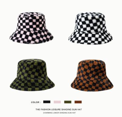 China Autumn Winter Casual Lady Wool Cotton Fur Black White Style Warm To Keep Casual Korean Fashion Baseball Cap Bucket Fisherman Hat for sale