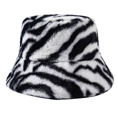 China Simple Casual Polyester Faux Rabbit Fur Autumn Leopard Fisherman Hat Winter Thick Wool Cotton Keep Cute Fashion Bucket Hat Girl for sale