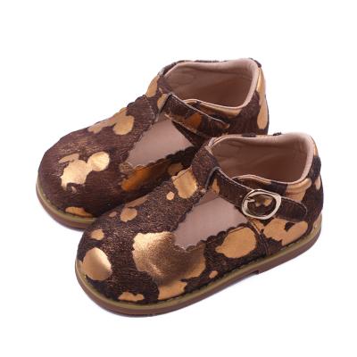 China New Light Leopard Print Mary Jane Shoes High Quality Soft Real Leather Girls' Unique Princess Dress Shoes for sale