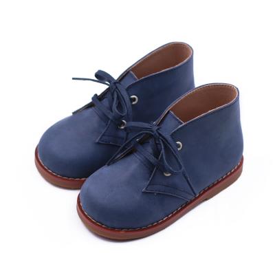 China Wholesale Lightweight Classic Nubuck Kids Dark Blue Leather Girls Lace Up Ankle Kids Boots Shoes for sale