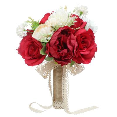 China Wholesale Eco-friendly Bride Hand Bouquets For Wedding Decoration Artificial Rose Wedding Bouquet Flowers for sale