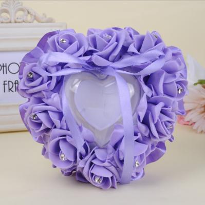 China Wedding Wholesale High Quality Heart Shaped Simulation Rose Ring Pillow Ring Pillow PE Foam Wedding for sale