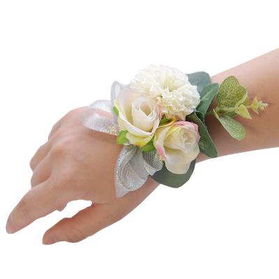 China Decorative Artificial Rose Wrist Flower Wedding Silk Rose Bridal Wedding Party Wedding Gift Wholesale for sale