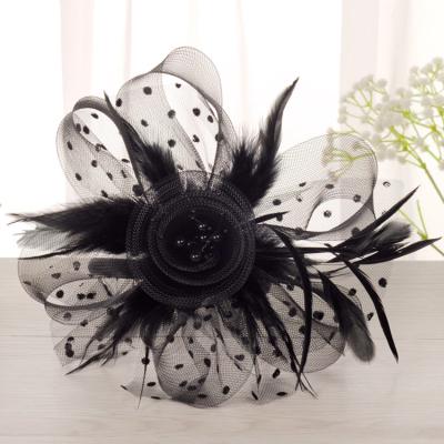 China Church Black Hot Sale Wedding Party Feather Fancy Mini Fascinator Hairband Headwear for sale