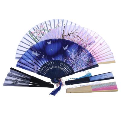 China China Hot Sale Chinese Bamboo Cloth Handmade Wedding Hand Folding Fans for sale