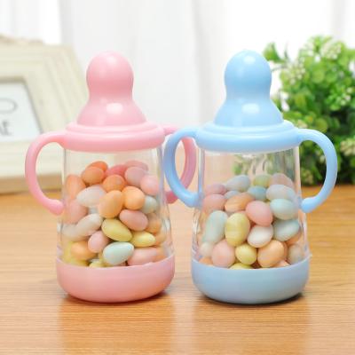 China Plastic Baby Milk Bottle Baby Shower Favor Gift Box Plastic Candy Box With Ribbon Candy Package Box for sale