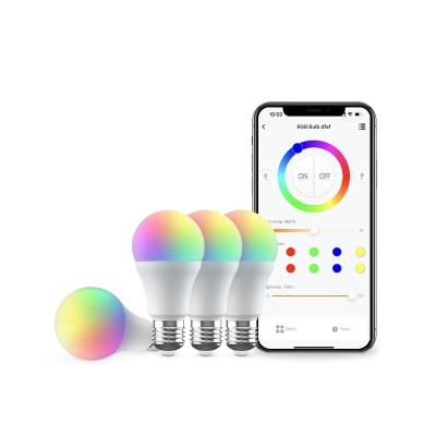 China Bedroom BroadLink E26 E27 Smart Alexa Google Home Voice Control 4 Pack Dimmable RGB Bluetooth Music Light Bulb for sale