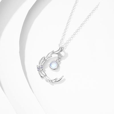 China S925 Sterling Silver Valentine's Day Glass Minority Temperament Single Pendant Dreamy Original Design Chang'an Necklace Women CLASSIC for sale