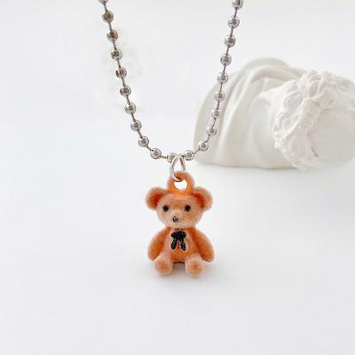 China Fashionable Europe and America plush neck chain Euramerican Central Institute of Statistics hip-hop cartoon milk bear cute female cool pendant chain bear plush neck chain clavicle for sale