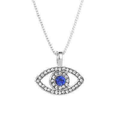 China Trendy Creative Fashion Women's Silver Plated Blue Devil's Eye Diamond Necklace Pendant for sale