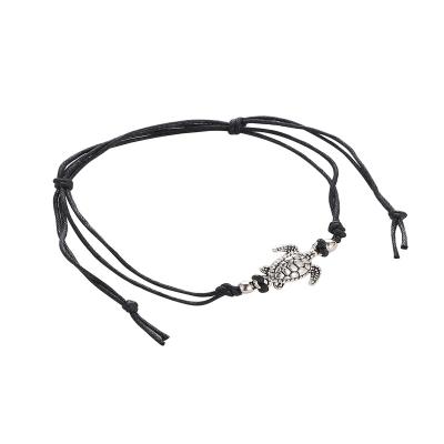 China New Trendy Retro Hemp Rope Turtle Anklet Border Handmade - Wholesale Antique Silver Woven Turtle Beach Anklet for sale