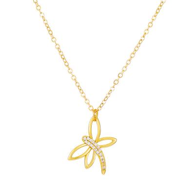 China CLASSIC Dragonfly Necklace Fashion Temperament Small Hollow Female Micro Inlaid Zircon Dragonfly Clavicle Chain for sale