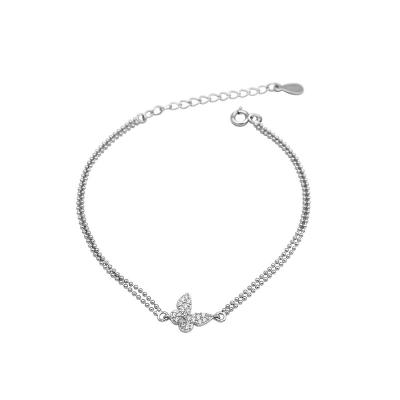 China New Design Trendy Double Niche Butterfly Bracelet S925 Sterling Silver Bracelet Fashion Women's Diamond Bracelet for sale