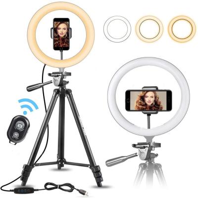 China Amazon Hot Selling Beauty 10 Inch PORTABLE Photographic Selfie Led Ring Light With Tripod Stand For Live Makeup Youtube Video for sale