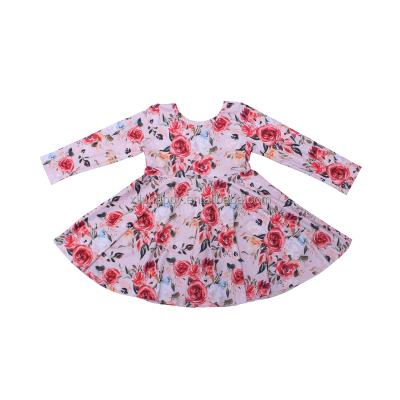 China Sleeeves Autumn Boutique Children's Dress Flower Print Baby Dress Long Sleeve Girl Dress for sale