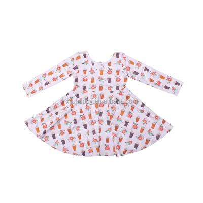 China Autumn Boutique Children's Long Sleeve Girl Dress Of Breathable Baby Dress Flower Print Dress for sale