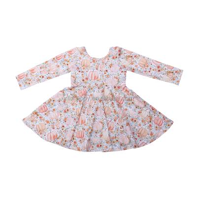 China Autumn Boutique Children's Breathable Baby Dress Print Pumpkin Dress Long Sleeve Girl Dress for sale