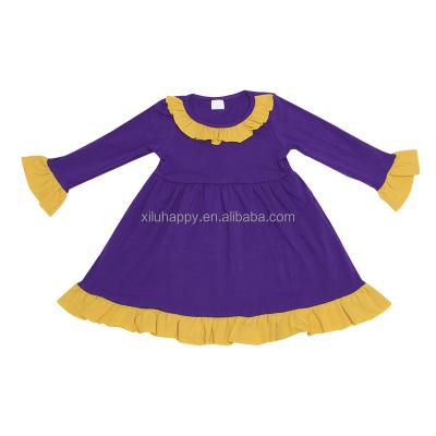 China Viable high quality children's all-match autumn and winter street fashion style yellow ruffled girls dress for sale