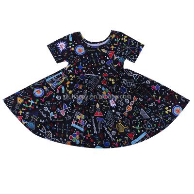 China Breathable High Quality Girl Dress Casual Black Short Sleeve Clothes For Kids Girls Dresses for sale