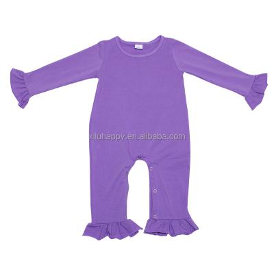 China Wholesale New Hot-selling Children's Color Casual Style Pure Purple Boutique Cotton Girls Romper for sale