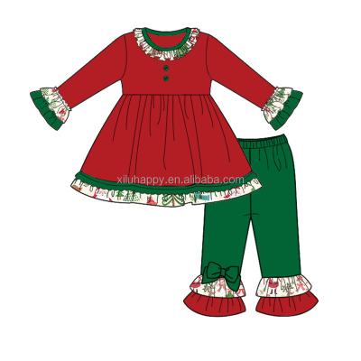 China 95% Cotton Solid Color 95% Cotton Xmas Style Skirt Blouse Green Pants Milk Silk Lace Baby Red Christmas Outfits for sale